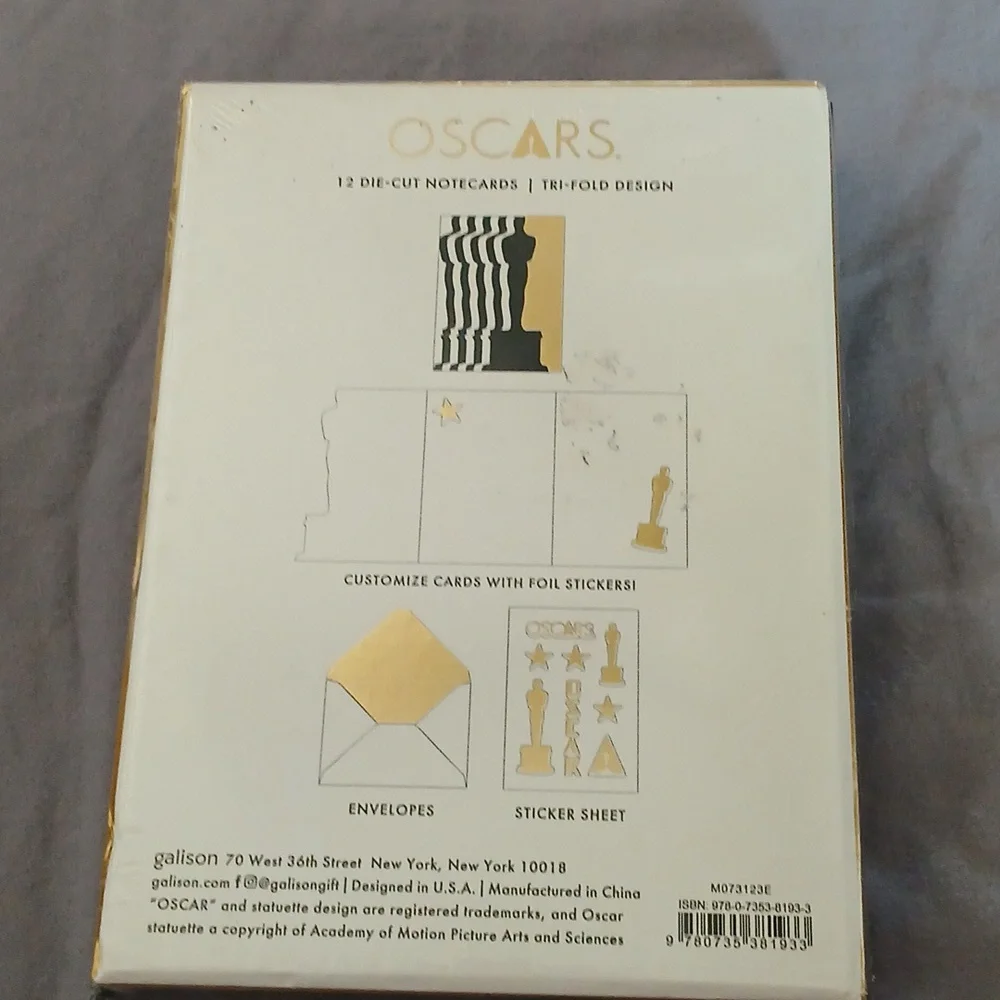 Oscars Notecard Set with Sticker Sheet